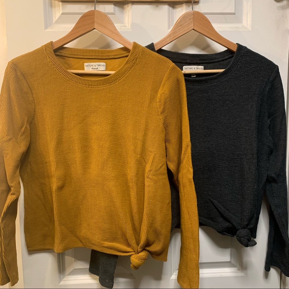 Duo of Madewell Texture & Thread Rib Side Tie Longsleeve Shirt